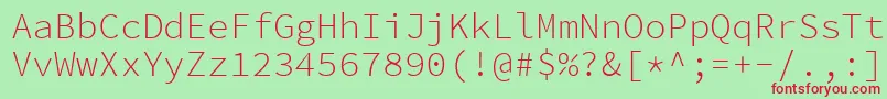 SourcecodeproLight-fontti – punaiset fontit vihreällä taustalla
