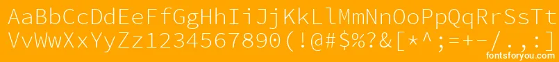 SourcecodeproLight-Schriftart – Weiße Schriften auf orangefarbenem Hintergrund