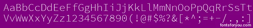 SourcecodeproLight-Schriftart – Weiße Schriften auf violettem Hintergrund
