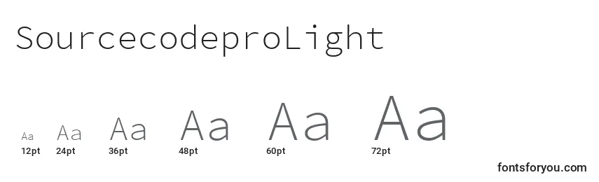 Размеры шрифта SourcecodeproLight