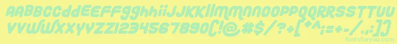 フォントRoundy Rainbows Italic – 黄色い背景に緑の文字