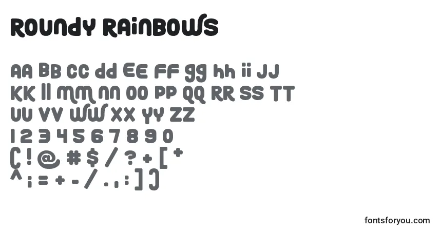 Schriftart Roundy Rainbows – Alphabet, Zahlen, spezielle Symbole