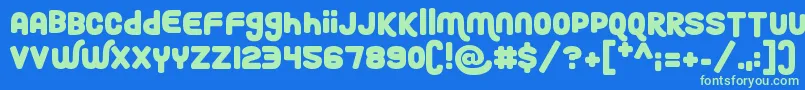 Roundy Rainbows Font – Green Fonts on Blue Background