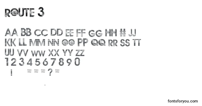 Czcionka Route 3 – alfabet, cyfry, specjalne znaki