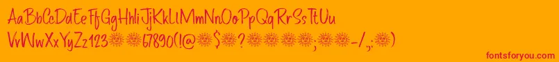 Route Du Soleil DEMO-Schriftart – Rote Schriften auf orangefarbenem Hintergrund
