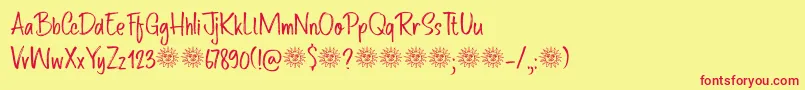 Route Du Soleil DEMO-Schriftart – Rote Schriften auf gelbem Hintergrund