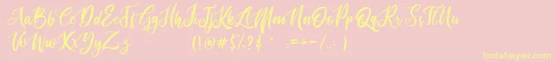 routher-Schriftart – Gelbe Schriften auf rosa Hintergrund