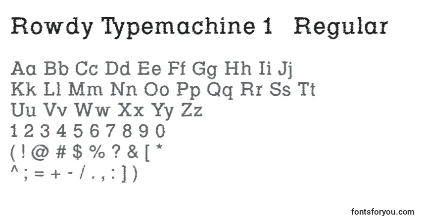 Шрифт Rowdy Typemachine 1   Regular – алфавит, цифры, специальные символы