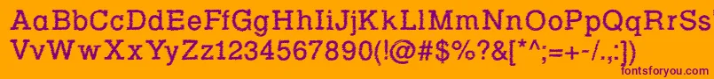 フォントRowdy Typemachine 1   Regular – オレンジの背景に紫のフォント