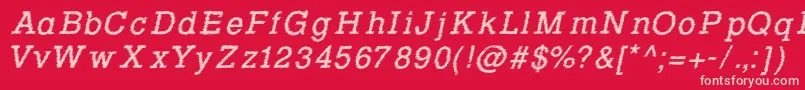 Lisätietoja Rowdy Typemachine 2 Italic-fontista Rowdy Typemachine 2 Italic-fontti – vaaleanpunaiset fontit punaisella taustalla