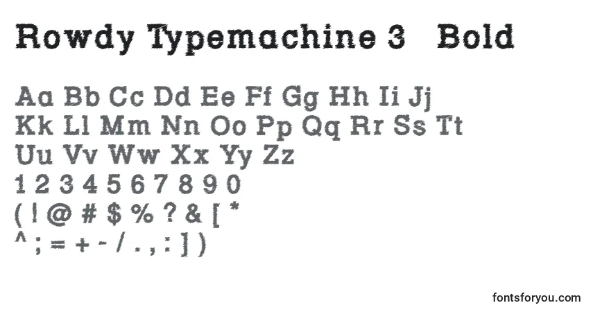 A fonte Rowdy Typemachine 3   Bold – alfabeto, números, caracteres especiais