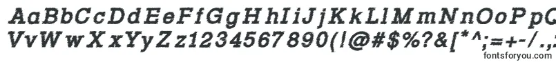 Czcionka Rowdy Typemachine 4   Bold Italic – wykrojone czcionki