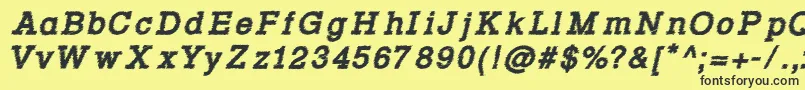 Rowdy Typemachine 4   Bold Italic Font – Black Fonts on Yellow Background