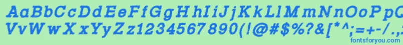 Rowdy Typemachine 4   Bold Italic Font – Blue Fonts on Green Background
