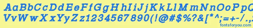 Rowdy Typemachine 4   Bold Italic Font – Blue Fonts on Yellow Background
