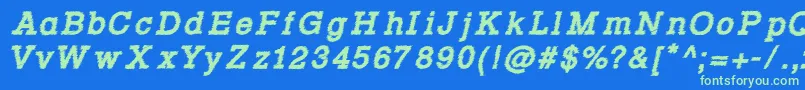 Rowdy Typemachine 4   Bold Italic Font – Green Fonts on Blue Background