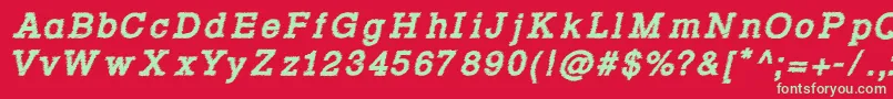 Rowdy Typemachine 4   Bold Italic Font – Green Fonts on Red Background