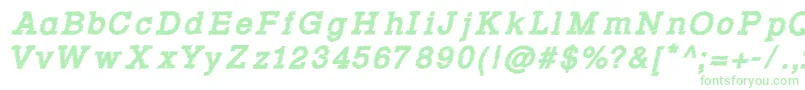 Fonte Rowdy Typemachine 4   Bold Italic – fontes verdes em um fundo branco