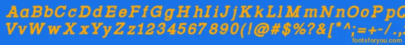 Rowdy Typemachine 4   Bold Italic Font – Orange Fonts on Blue Background
