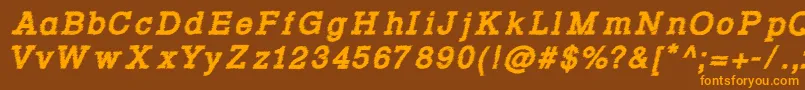 Rowdy Typemachine 4   Bold Italic Font – Orange Fonts on Brown Background