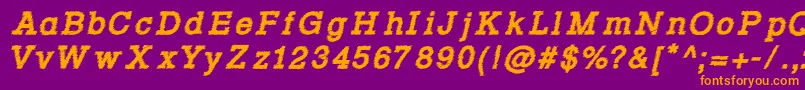Шрифт Rowdy Typemachine 4   Bold Italic – оранжевые шрифты на фиолетовом фоне
