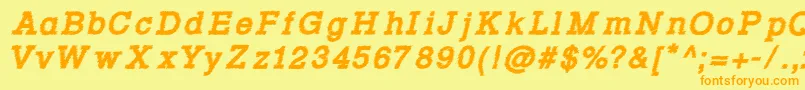 Rowdy Typemachine 4   Bold Italic Font – Orange Fonts on Yellow Background