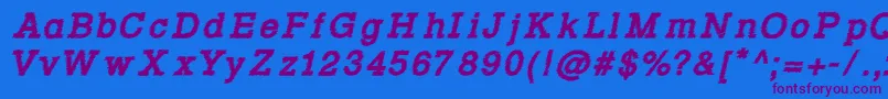 Rowdy Typemachine 4   Bold Italic Font – Purple Fonts on Blue Background
