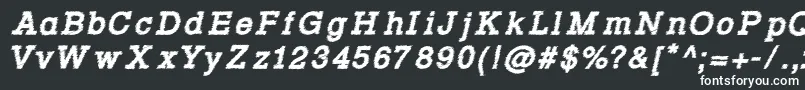 Czcionka Rowdy Typemachine 4   Bold Italic – białe czcionki na czarnym tle
