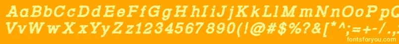 Czcionka Rowdy Typemachine 4   Bold Italic – żółte czcionki na pomarańczowym tle
