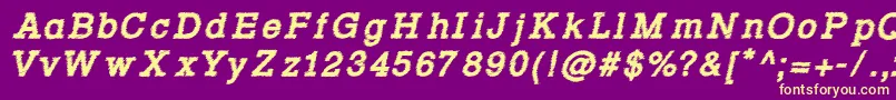 Rowdy Typemachine 4   Bold Italic Font – Yellow Fonts on Purple Background