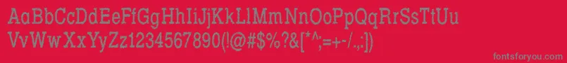 Czcionka Rowdy Typemachine 5   Condensed Regular – szare czcionki na czerwonym tle