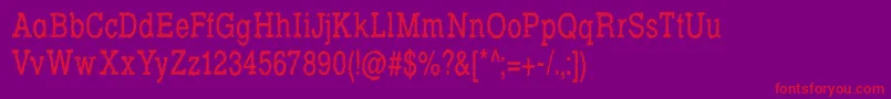 Rowdy Typemachine 5   Condensed Regular-Schriftart – Rote Schriften auf violettem Hintergrund