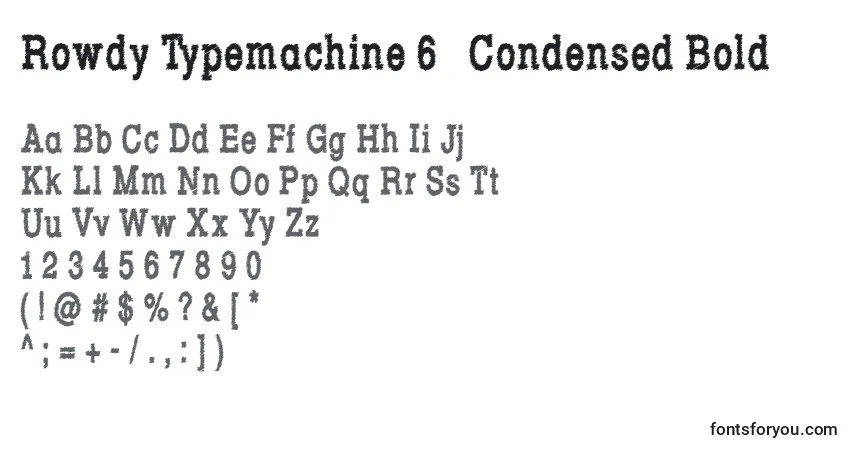 Czcionka Rowdy Typemachine 6   Condensed Bold – alfabet, cyfry, specjalne znaki