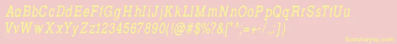 Saiba mais sobre a fonte Rowdy Typemachine 7 Condensed Italic Fonte Rowdy Typemachine 7 Condensed Italic – fontes amarelas em um fundo rosa