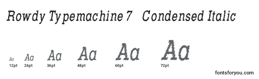 Tamanhos de fonte Rowdy Typemachine 7   Condensed Italic