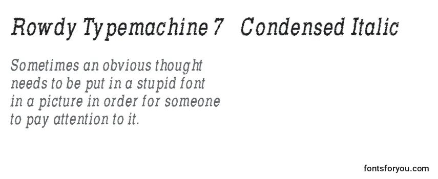 Revisão da fonte Rowdy Typemachine 7   Condensed Italic