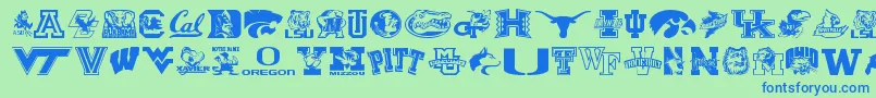 Collegecollage Font – Blue Fonts on Green Background