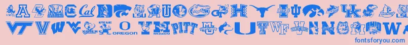 Collegecollage Font – Blue Fonts on Pink Background