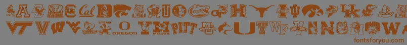 Weitere Informationen zur Collegecollage-Schriftart Collegecollage-Schriftart – Braune Schriften auf grauem Hintergrund