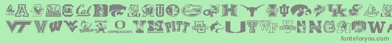 Weitere Informationen zur Collegecollage-Schriftart Collegecollage-Schriftart – Graue Schriften auf grünem Hintergrund