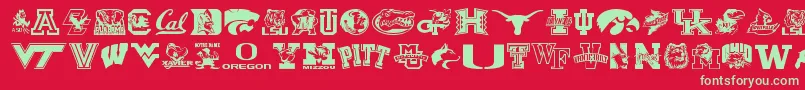 フォントCollegecollage – 赤い背景に緑の文字