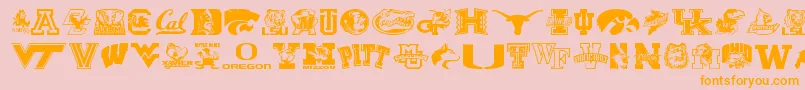 Police Collegecollage – polices orange sur fond rose