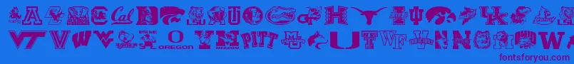 Collegecollage Font – Purple Fonts on Blue Background