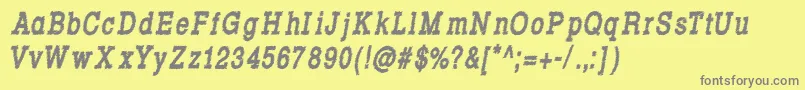 フォントRowdy Typemachine 8   Condensed Bold Italic – 黄色の背景に灰色の文字