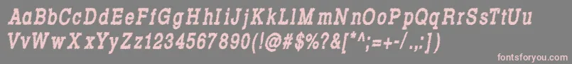 Rowdy Typemachine 8   Condensed Bold Italic Font – Pink Fonts on Gray Background
