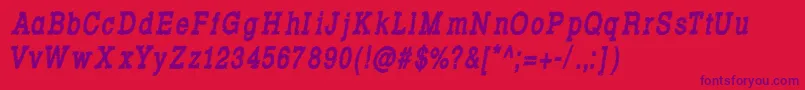 Rowdy Typemachine 8   Condensed Bold Italic-fontti – violetit fontit punaisella taustalla