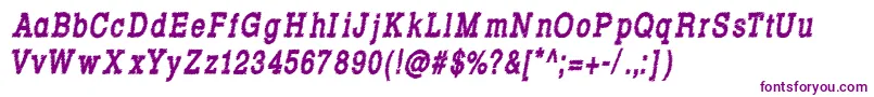フォントRowdy Typemachine 8   Condensed Bold Italic – 紫色のフォント