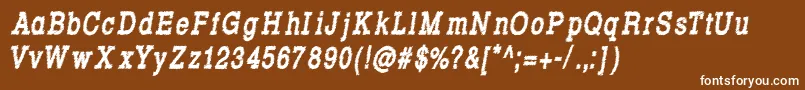 Шрифт Rowdy Typemachine 8   Condensed Bold Italic – белые шрифты на коричневом фоне