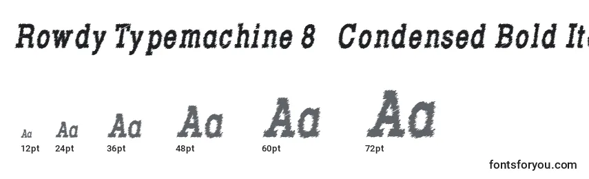 Tamanhos de fonte Rowdy Typemachine 8   Condensed Bold Italic