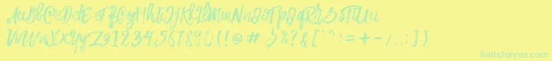 Czcionka Rowo Typeface  – zielone czcionki na żółtym tle